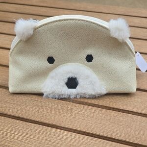 Cream and Black Bear-Themed Bag with Fluffy Ears
